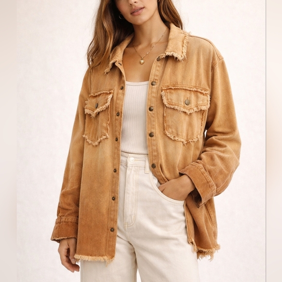 Baevely Jackets & Blazers - BaeVely Oversized Ombré Denim Shacket | Sz L | Ombre, Festival, Boxy, Boho